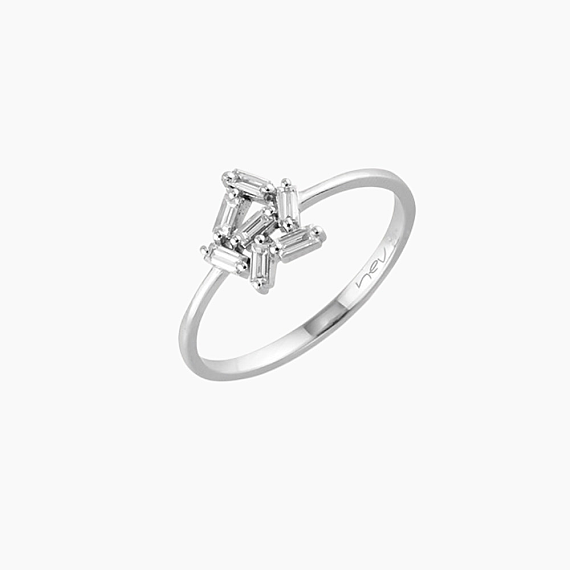 0.17 CT Baguette Cut Diamond White Gold Ring - 3