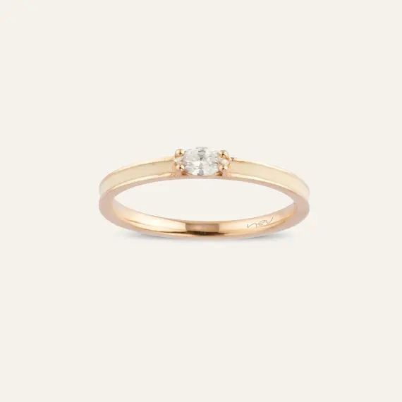 0.17 CT Marquise Cut Diamond Rose Gold Ring - 1