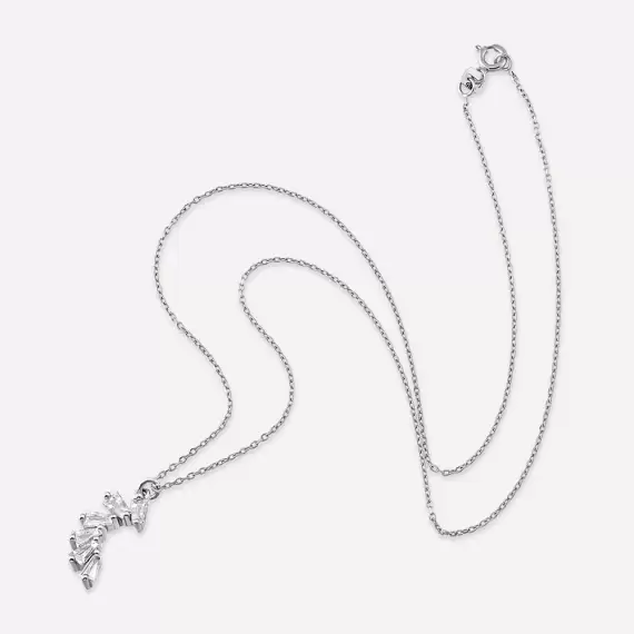Vega 0.12 CT Trapeze Cut Diamond White Gold Necklace - 5