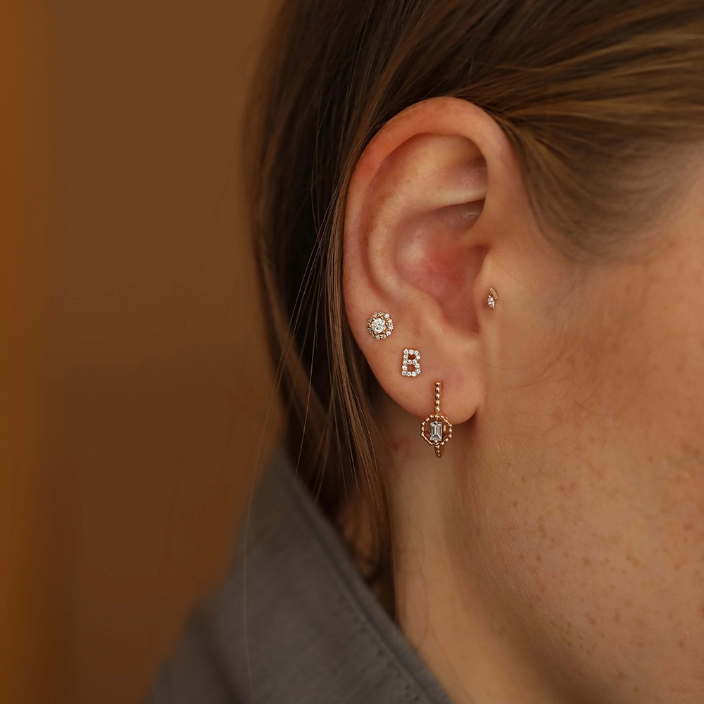 0.18 CT Baguette Cut Diamond Rose Gold Earring - Nev Jewellery (1)