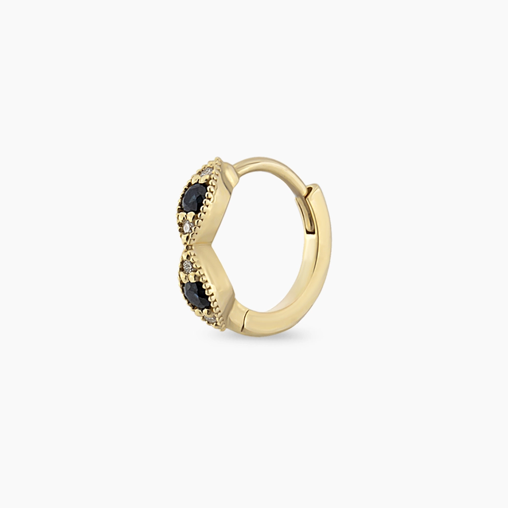 0.18 CT Blue Sapphire and Diamond Yellow Gold Conch Piercing - Nev Jewellery (1)