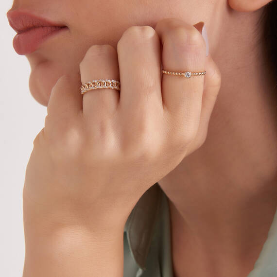 0.18 CT Diamond Rose Gold Chain Ring - 5