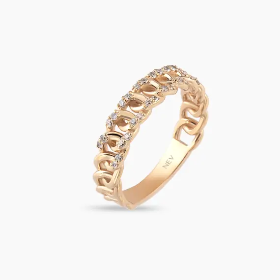 0.18 CT Diamond Rose Gold Chain Ring - 4