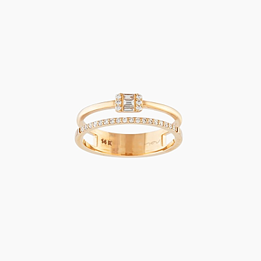 0.19 CT Baguette Cut Diamond Double Row Half Eternity Ring - Nev Jewellery