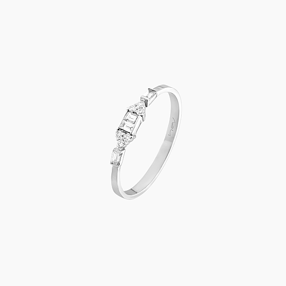 0.19 CT Baguette Cut Diamond White Gold Ring - 3