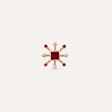 0.19 CT Ruby and Diamond Rose Gold Single Earring - Nev Jewellery