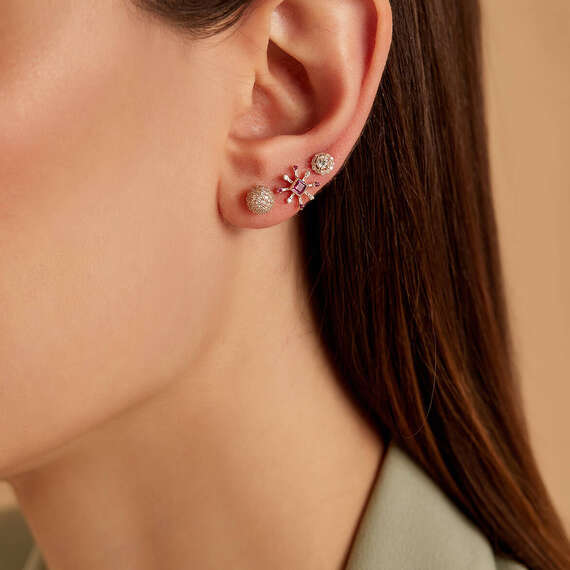 0.19 CT Ruby and Diamond Rose Gold Single Earring - 3
