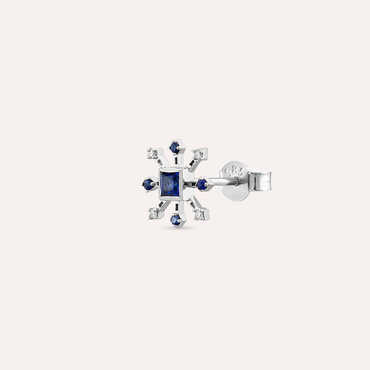0.19 CT Sapphire and Diamond White Gold Single Earring - Nev Jewellery (1)