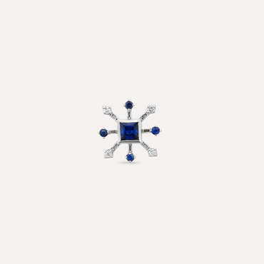 0.19 CT Sapphire and Diamond White Gold Single Earring - Nev Jewellery