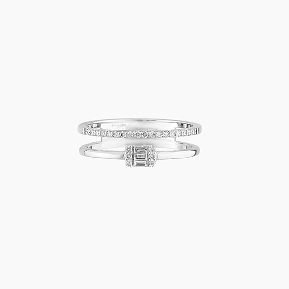 0.20 CT Baguette Cut Diamond Double Row Half Eternity Ring - 4