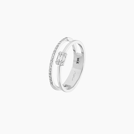 0.20 CT Baguette Cut Diamond Double Row Half Eternity Ring - 5