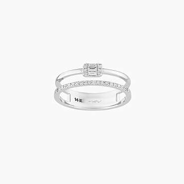 0.20 CT Baguette Cut Diamond Double Row Half Eternity Ring - Nev Jewellery
