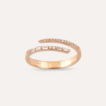 0.21 CT Baguette Cut Diamond Rose Gold Ring - Nev Jewellery