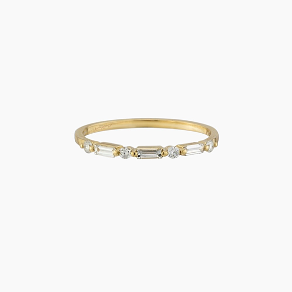0.21 CT Baguette Cut Diamond Yellow Gold Ring - 5