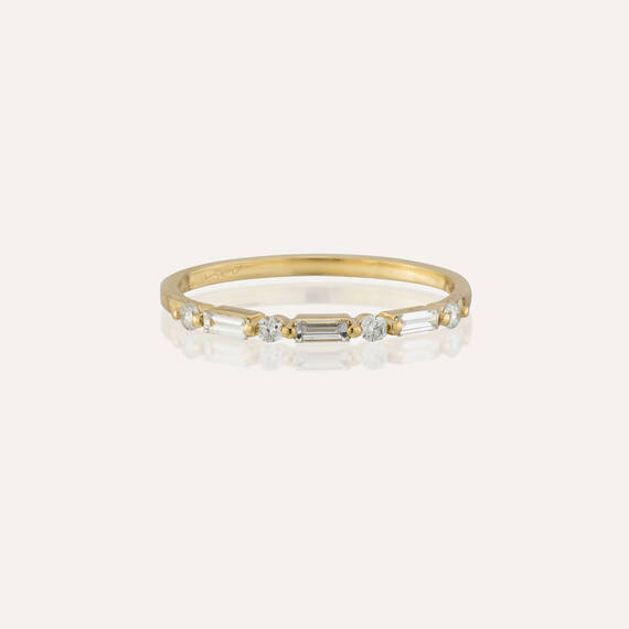 0.21 CT Baguette Cut Diamond Yellow Gold Ring - 6