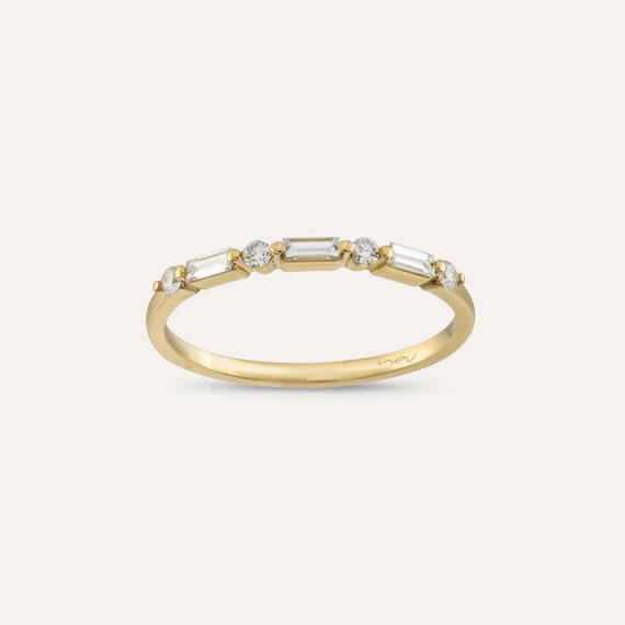 0.21 CT Baguette Cut Diamond Yellow Gold Ring - 1