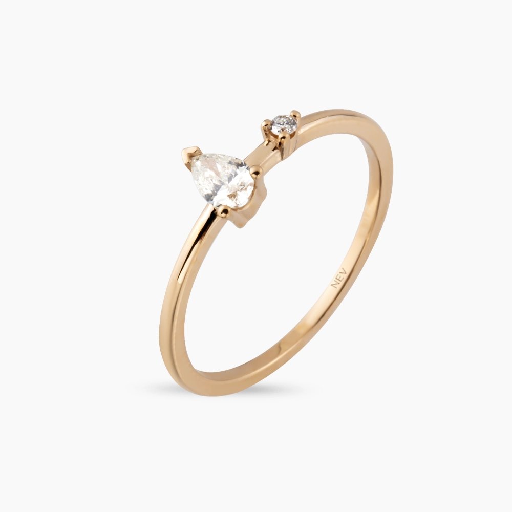 Mona 0.21 CT Pear Cut Diamond Rose Gold Ring - 4