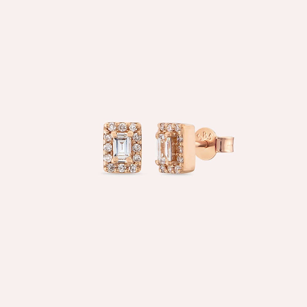 0.22 CT Baguette Cut Diamond Rose Gold Earring - Nev Jewellery (1)