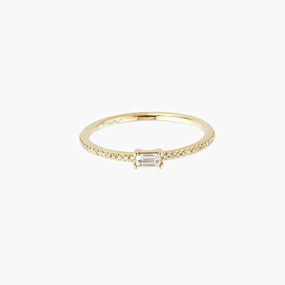 0.22 CT Baguette Cut Diamond Yellow Gold Ring - 4