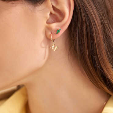 0.18 CT Emerald Rose Gold Single Earring - Nev Jewellery