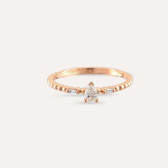 0.22 CT Pear Cut Diamond Rose Gold Ring - 8