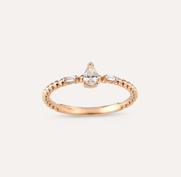 0.22 CT Pear Cut Diamond Rose Gold Ring - Nev Jewellery