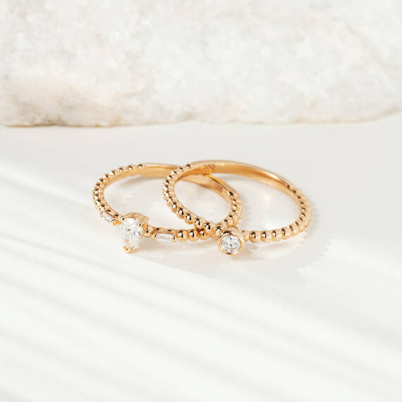 0.22 CT Pear Cut Diamond Rose Gold Ring - 2