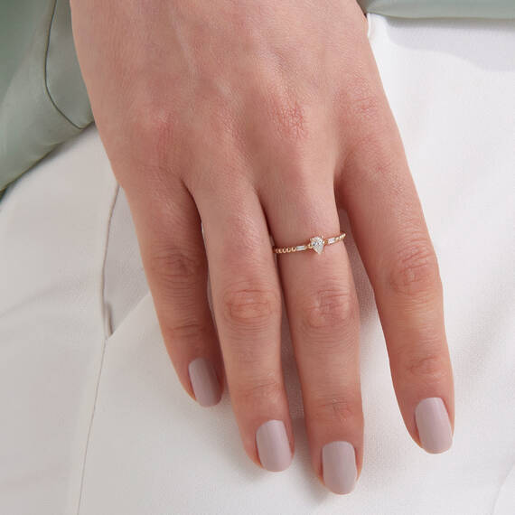 0.22 CT Pear Cut Diamond Rose Gold Ring - 5