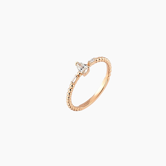 0.22 CT Pear Cut Diamond Rose Gold Ring - 6