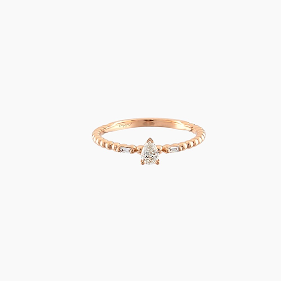 0.22 CT Pear Cut Diamond Rose Gold Ring - 7