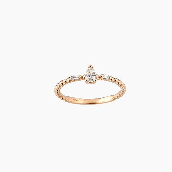0.22 CT Pear Cut Diamond Rose Gold Ring - 1