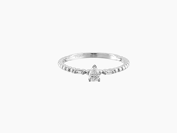 0.22 CT Pear Cut Diamond White Gold Ring - 5
