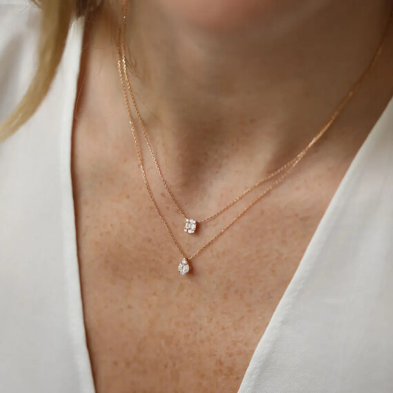 0.23 CT Marquise Cut Diamond Rose Gold Necklace - Nev Jewellery