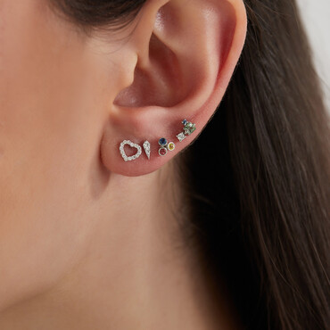 0.24 CT Green Sapphire and Blue Sapphire Mini Single Earring - Nev Jewellery (1)