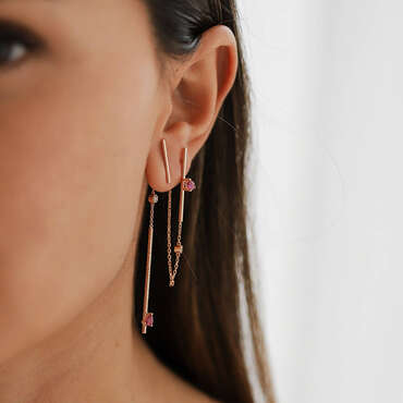 0.24 CT Ruby and Brown Diamond Single Earring - Nev Jewellery