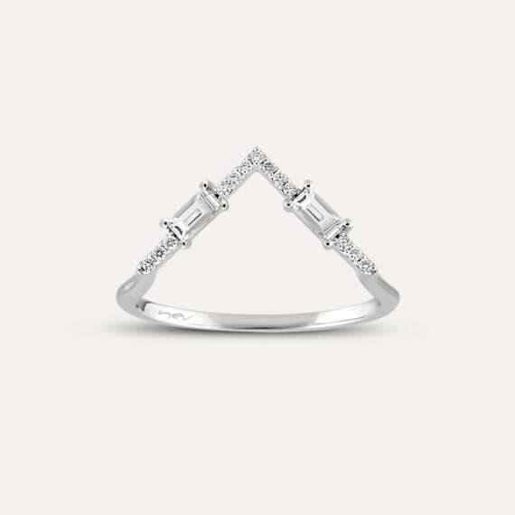 0.25 CT Baguette Cut Diamond Chevron Ring - 4