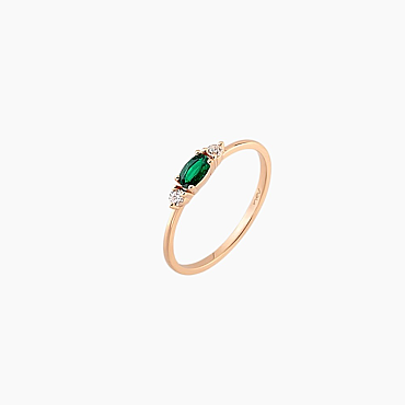 0.32 CT Emerald and Diamond Rose Gold Ring - Nev Jewellery (1)
