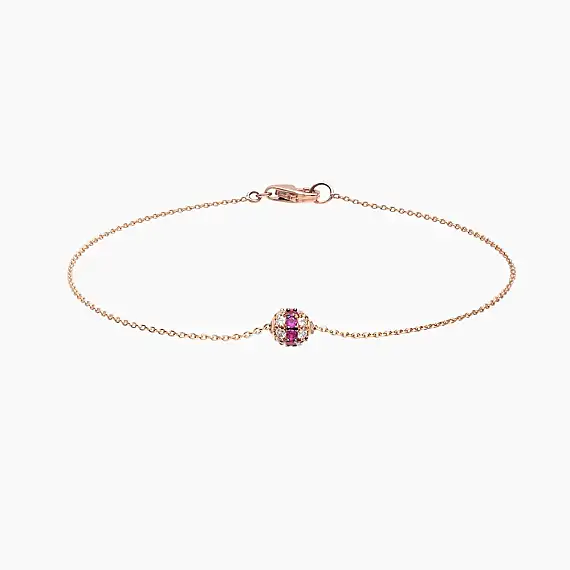 0.26 CT Ruby and Diamond Rose Gold Sphere Bracelet - 2