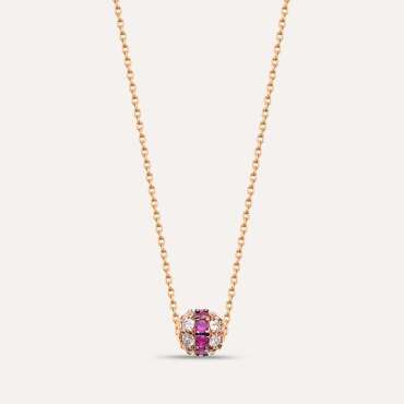 0.26 CT Ruby and Diamond Rose Gold Sphere Pendant - Nev Jewellery