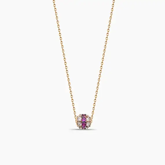 0.26 CT Ruby and Diamond Rose Gold Sphere Pendant - 1