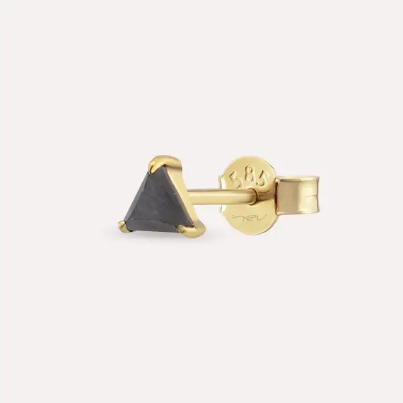 0.26 CT Yellow Gold Single Earring with Onyx Stone - 1