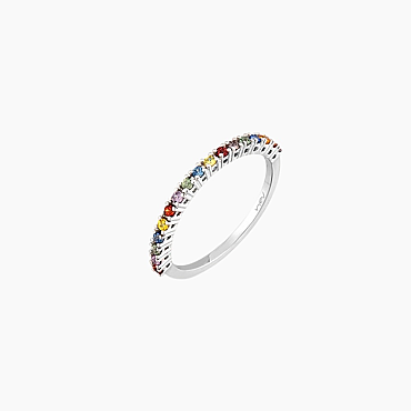 0.27 CT Multicolor Sapphire White Gold Half Eternity Ring - Nev Jewellery