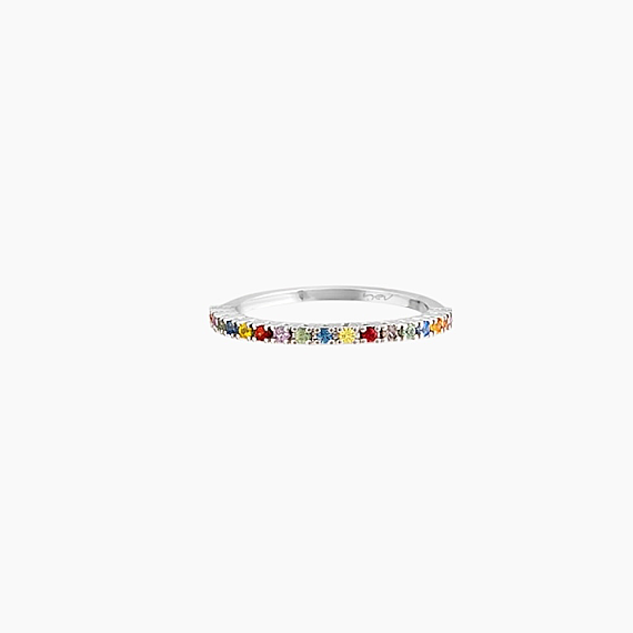 0.27 CT Multicolor Sapphire White Gold Half Eternity Ring - 6