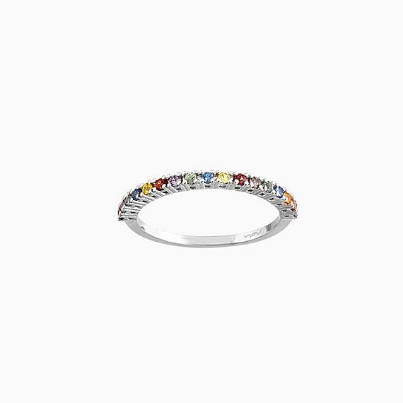 0.27 CT Multicolor Sapphire White Gold Half Eternity Ring - 7