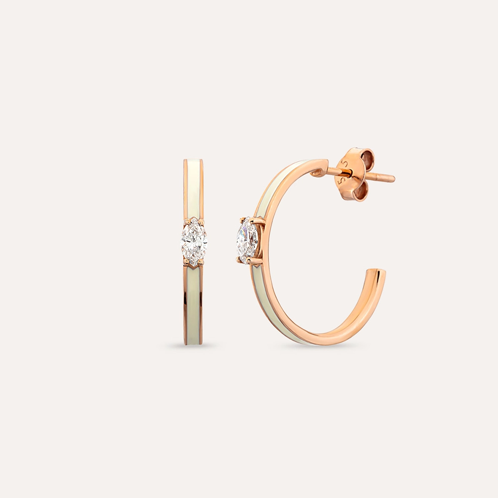 0.28 CT Marquise Cut Diamond Rose Gold Earring - 1