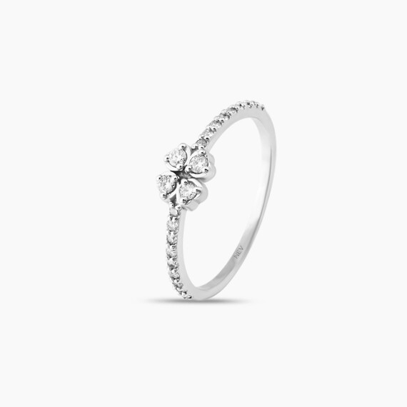 Fortune 0.29 CT Diamond White Gold Clover Ring - Nev Jewellery