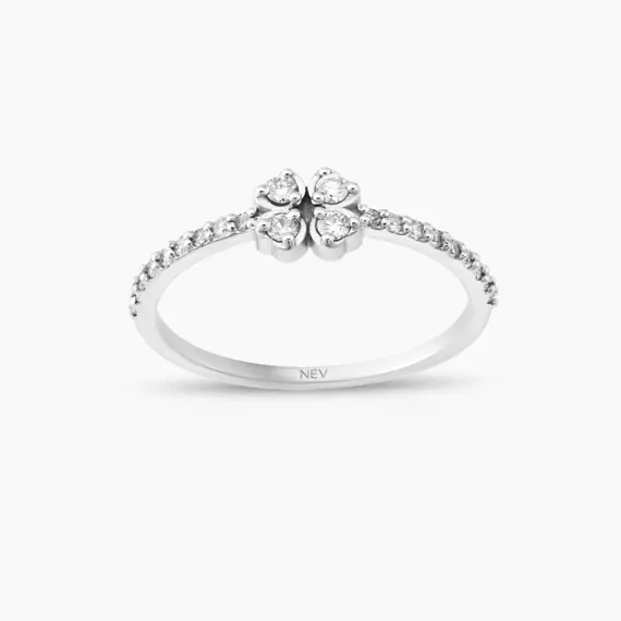 Fortune 0.29 CT Diamond White Gold Clover Ring - 3