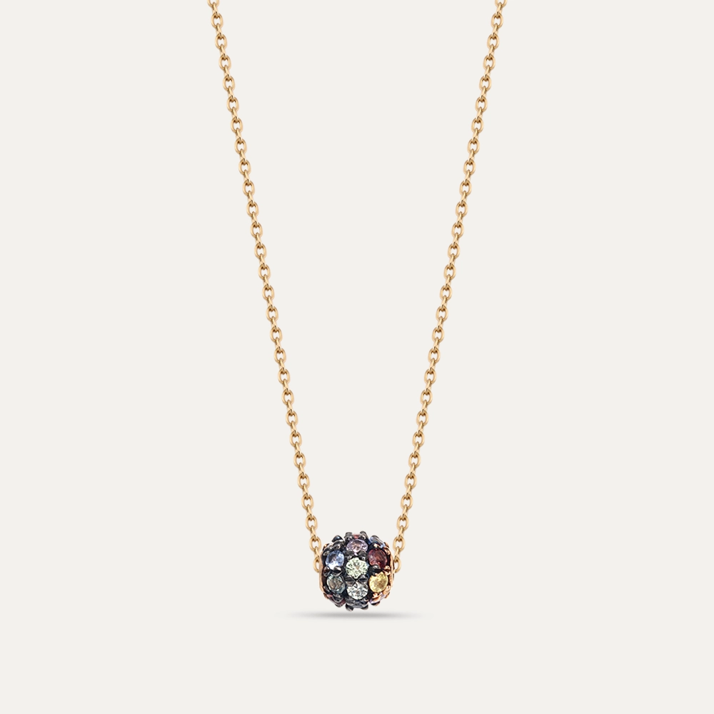 0.29 CT Multicolor Sapphire Rose Gold Sphere Pendant - 1