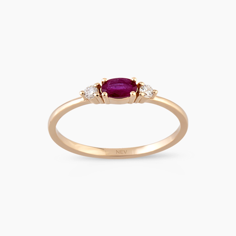 0.31 CT Ruby and Diamond Rose Gold Ring - 1