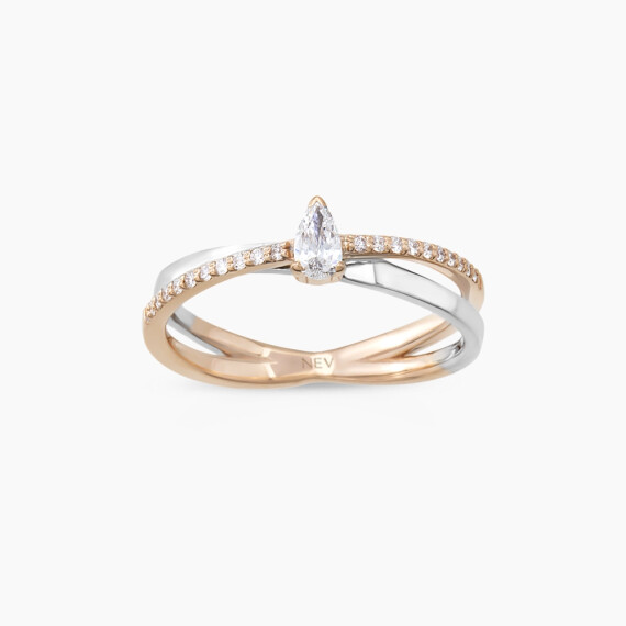 0.26 CT Pear Cut Diamond Spiral Wedding Ring - Nev Jewellery